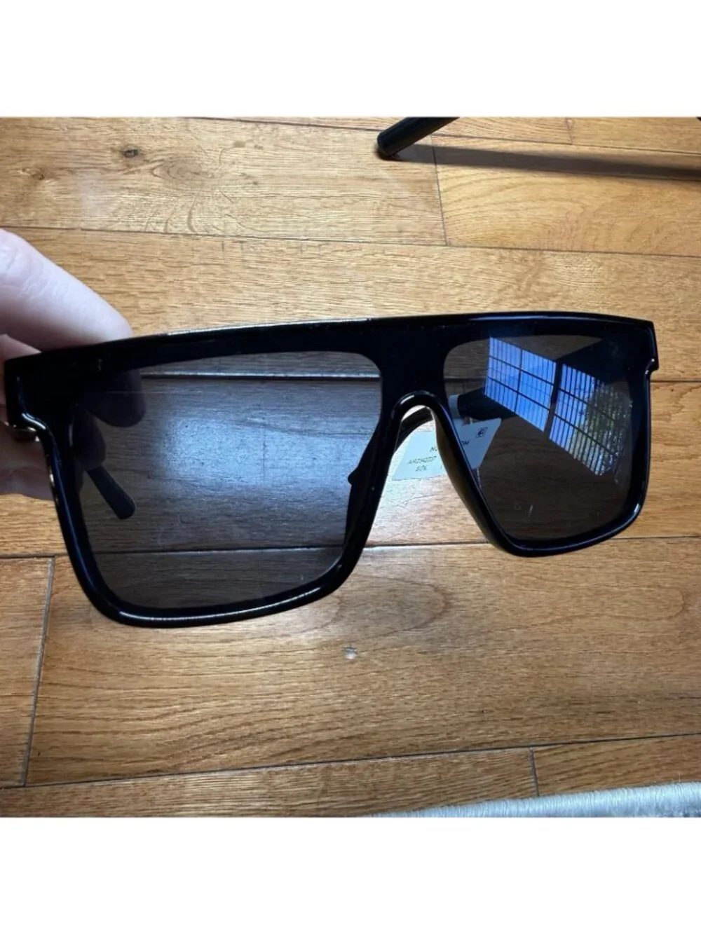 AIRE Black Shield Sunglasses Oversized Square Visor Trendy Street Style UV